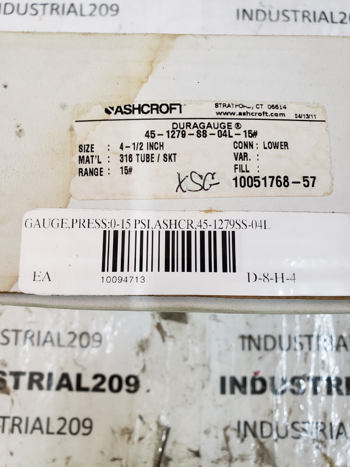 ASHCROFT 45-1279-SS-04L-15# DURAGAUGE