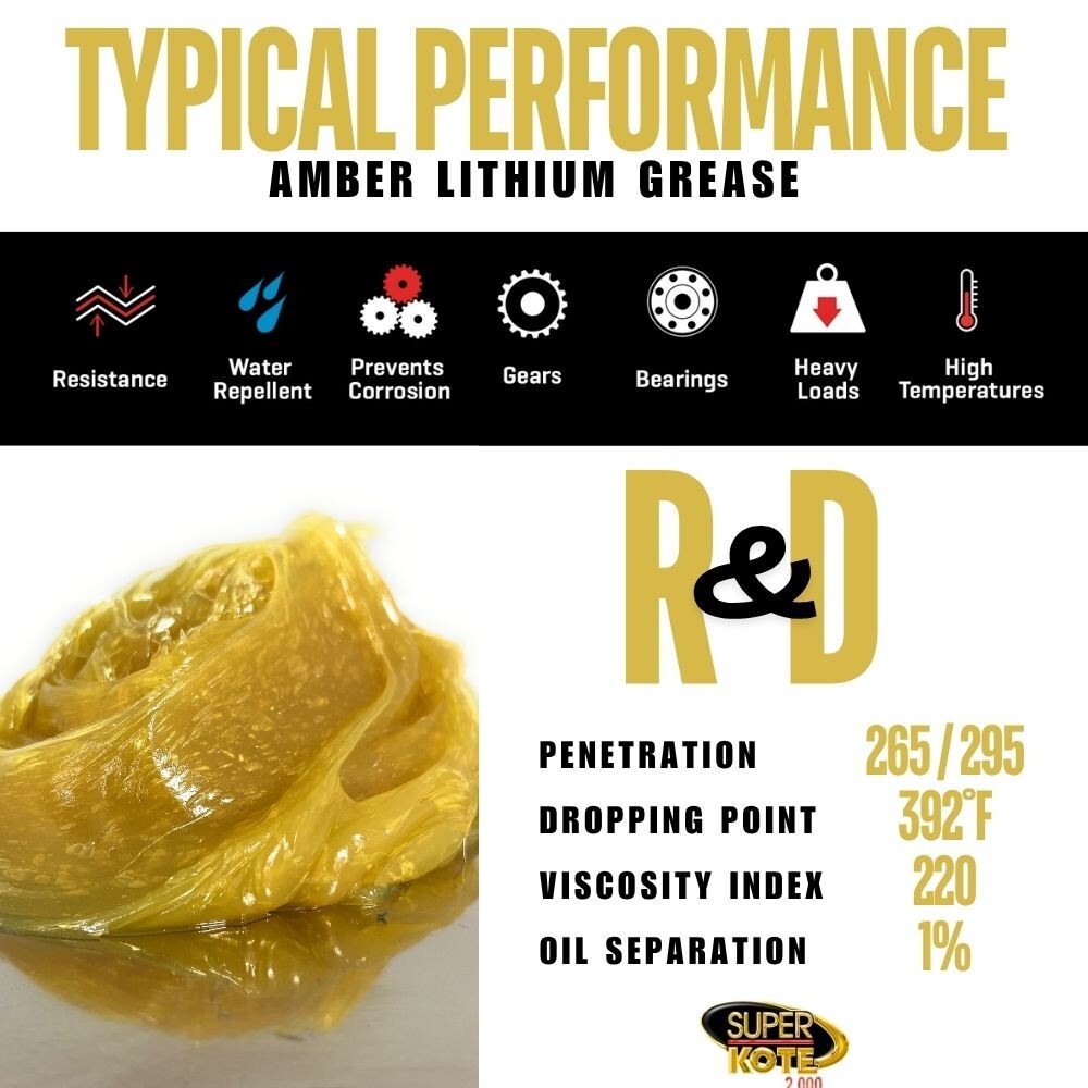 Lithium Grease Multipurpose Superkote 2000 /Amber and Tacky /EP 2/NLGI 2/ 35lb