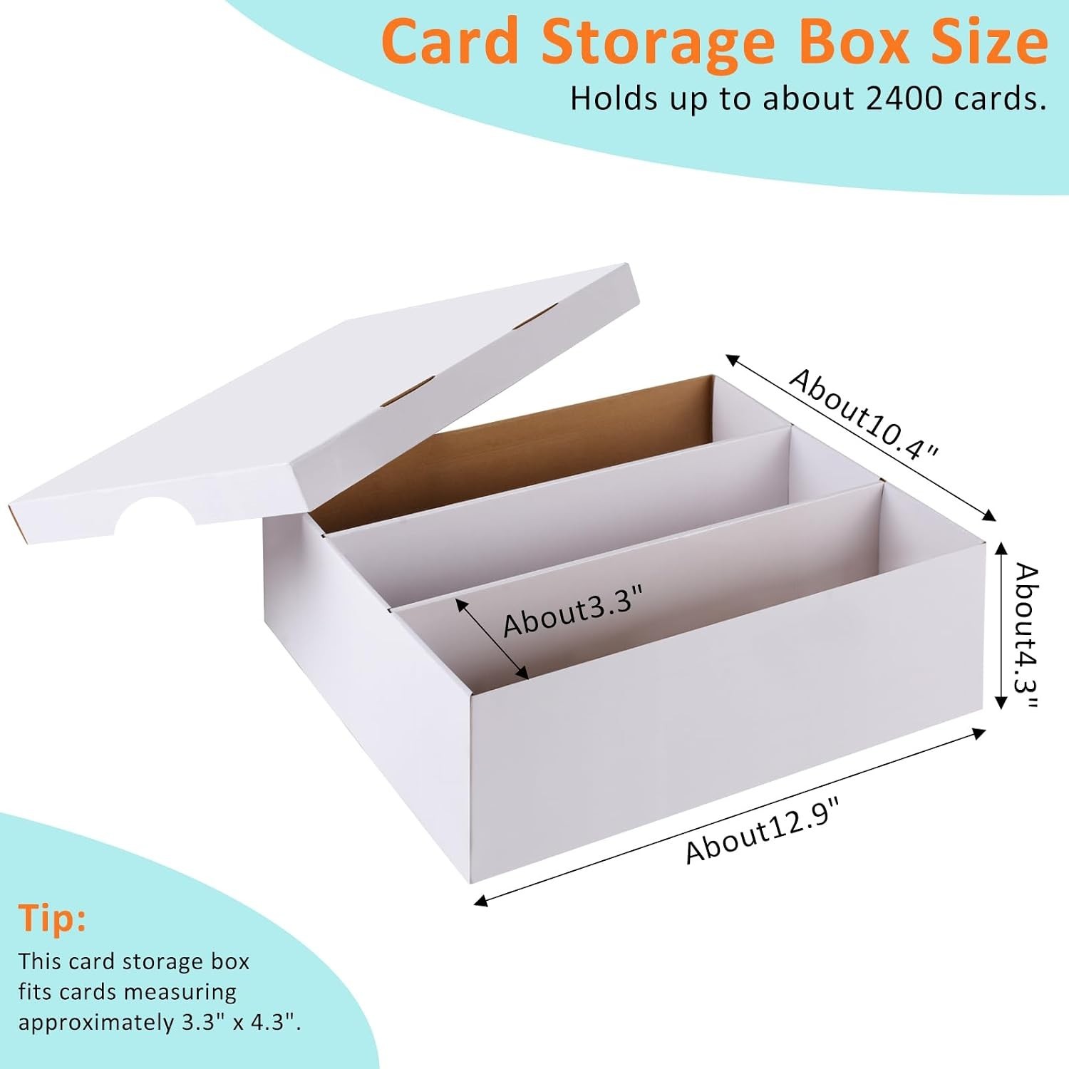 Card Storage Box,3 Rows about 2400 Count Collector Cards Box with Divider,Tradin