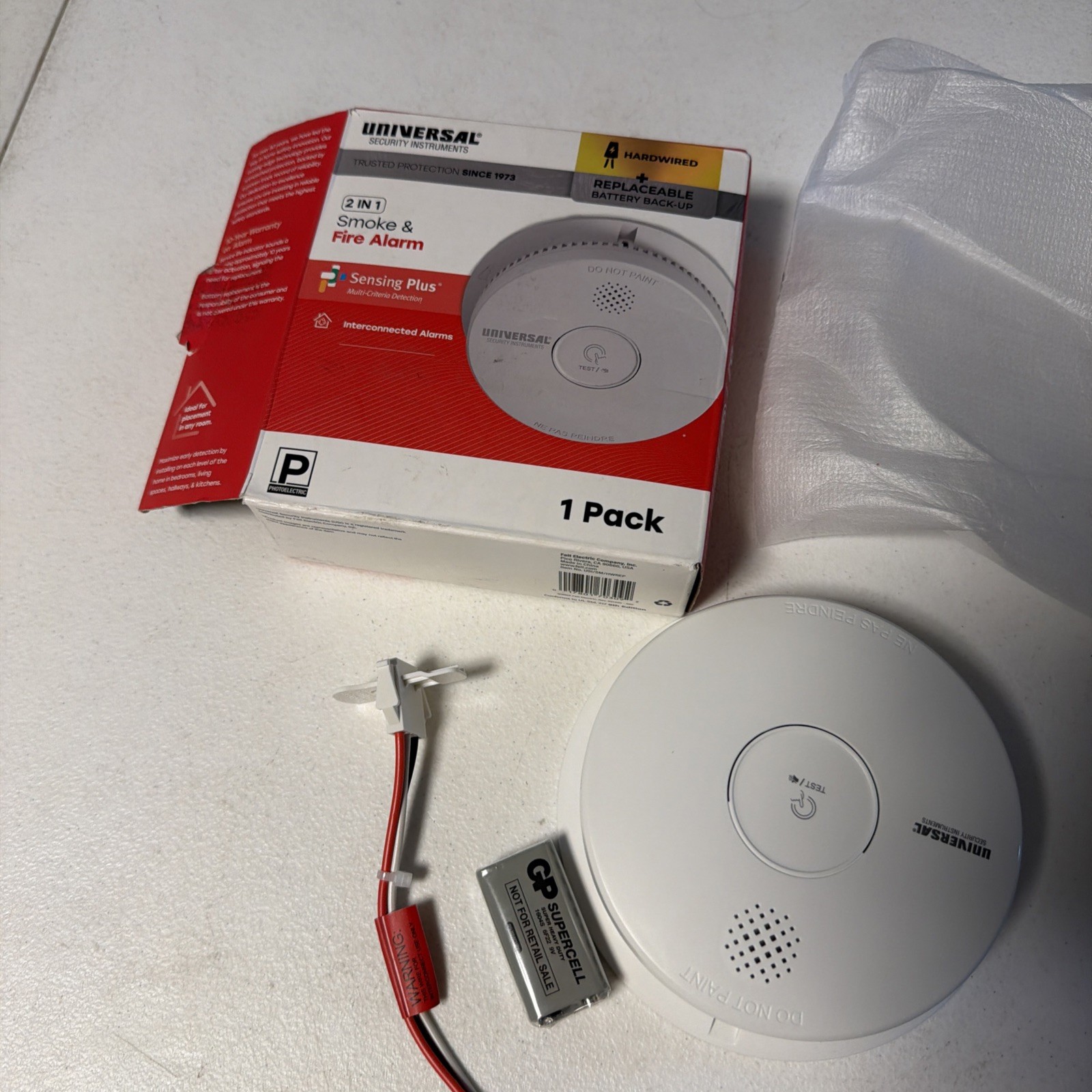 USI Hardwired and 1-Year Battery Backup Smoke Detector with Photoelectric Sensor