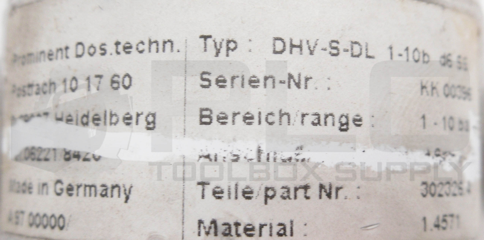 PROMINENT DHV-S-DL PRESSURE CONTROL VALVE 1-10 BAR 302326.4