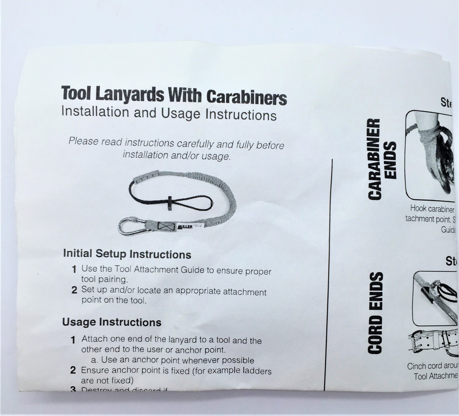 Miller Mcoillan36-48 Coil Style Tool Lanyard c/w Screw Gate Carabiners Honeywell
