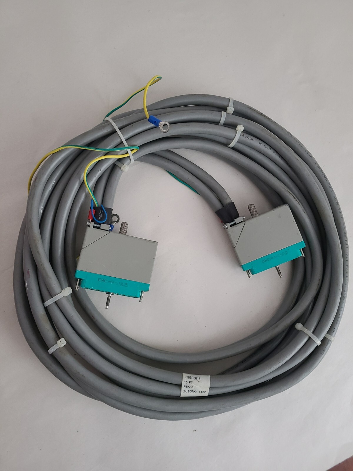 EDAC 1123 Robot Cable PN: 910500013 REV: A, 15 FT, XUTONG 1127, 37CX24AWG