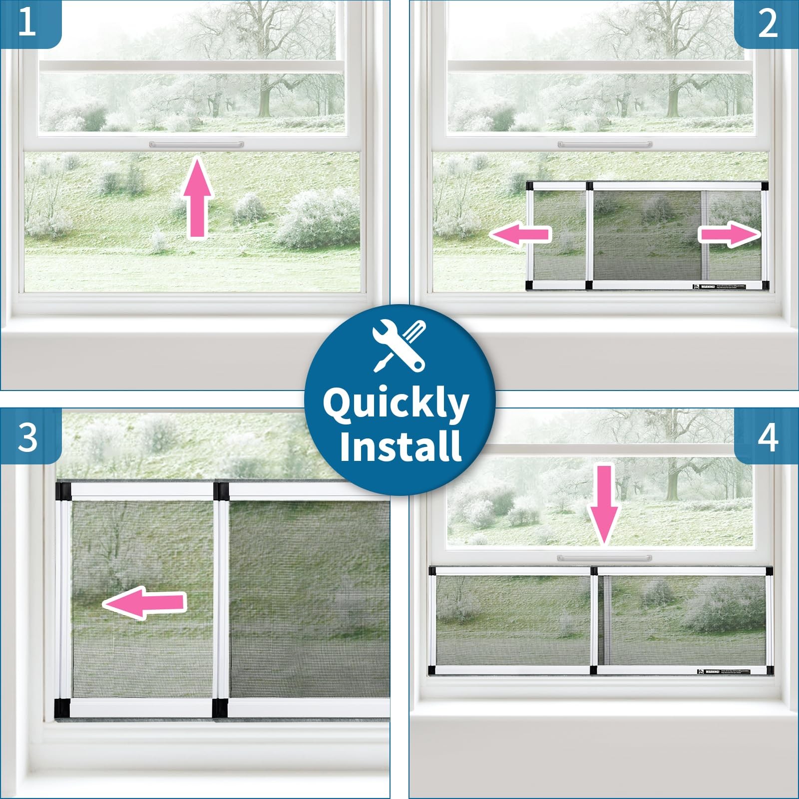 Yoochee Expandable Window Screen, 2 Pack 2 Packs【15″ H x 21″ – 40″ W】, White