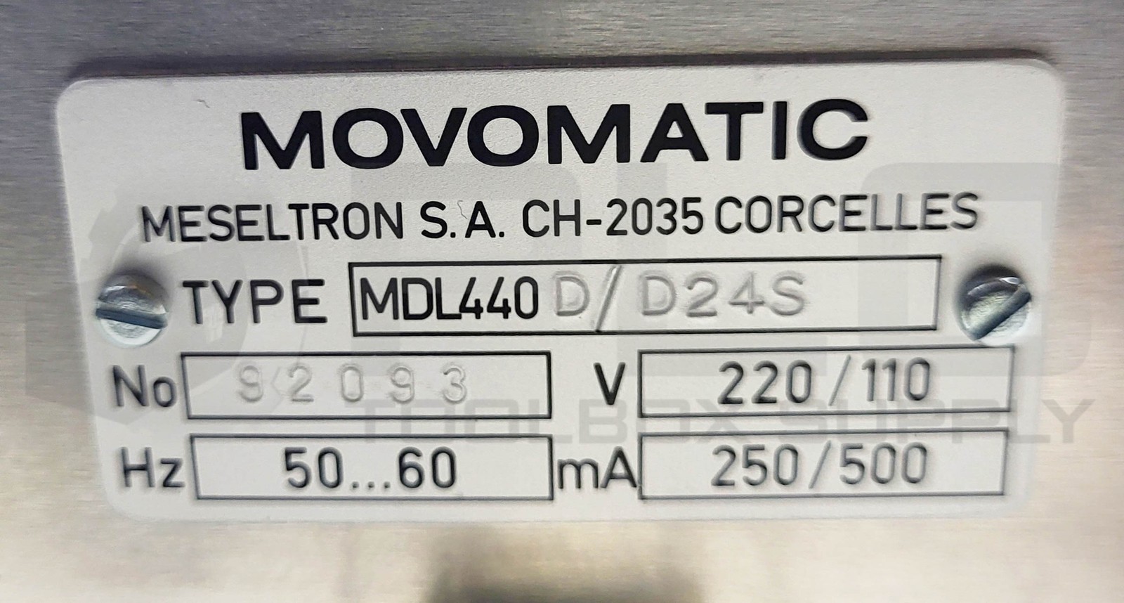 NEW MOVOMATIC MDL440D/D24S ES220 AXIAL POSITIONER V 220/110