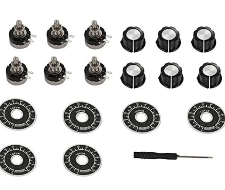 Molence 6PCS RV24YN20S Single Turn Carbon Film Rotary Potentiometer Kit 100 5…