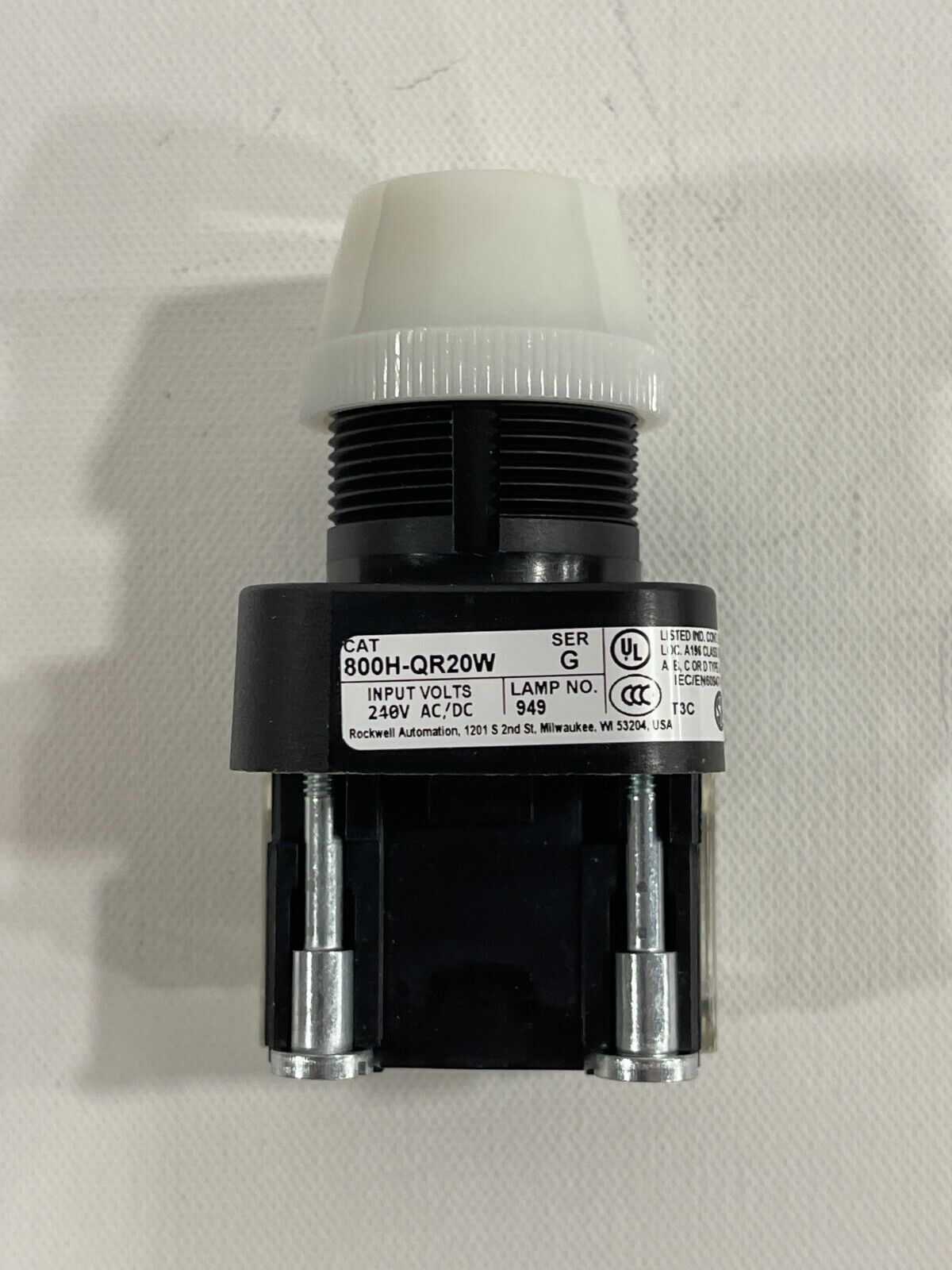 New-Allen Bradley 800H-QR20W 30mm Pilot Light White Lens 240V AC/DC