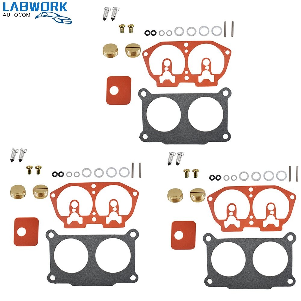 3 Pack Carburetor Rebuild Kit For Outboard V-6 150 175 200 225 HP 86-95