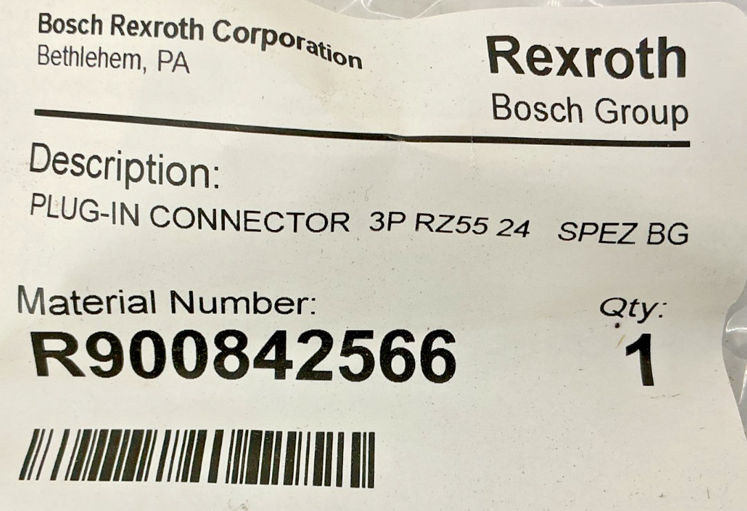 New Bosch Rexroth R900842566 Plug-In Connector 3P 1.5A 24-240VDC/VDC