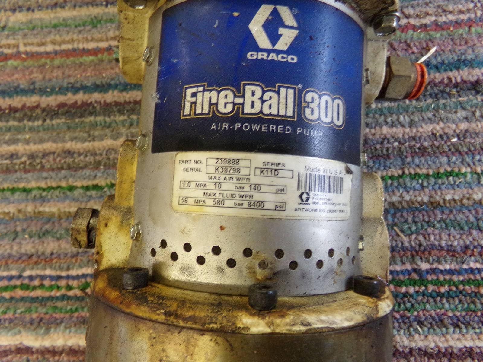 Fire Ball 300 Air Powered Pump 239888 Series K11D K38798 *FREE SHIPPING*