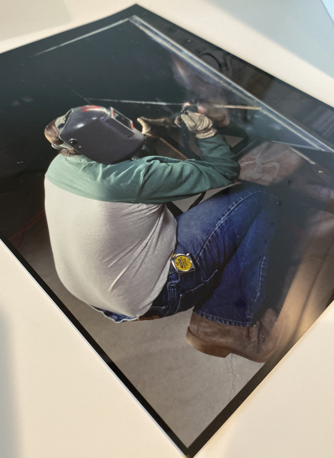 Vtg Color 8 x 10 Glossy Photograph of a MIG Welder Metalworking Plate Welding
