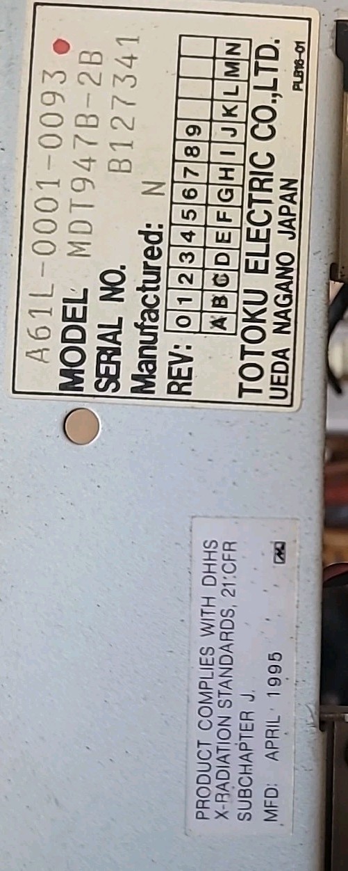 TOTOKU DISPLAY MONITOR A61L-0001-0093 MDT947B-2A MFD APRIL-1995 – Used-30 DayWty