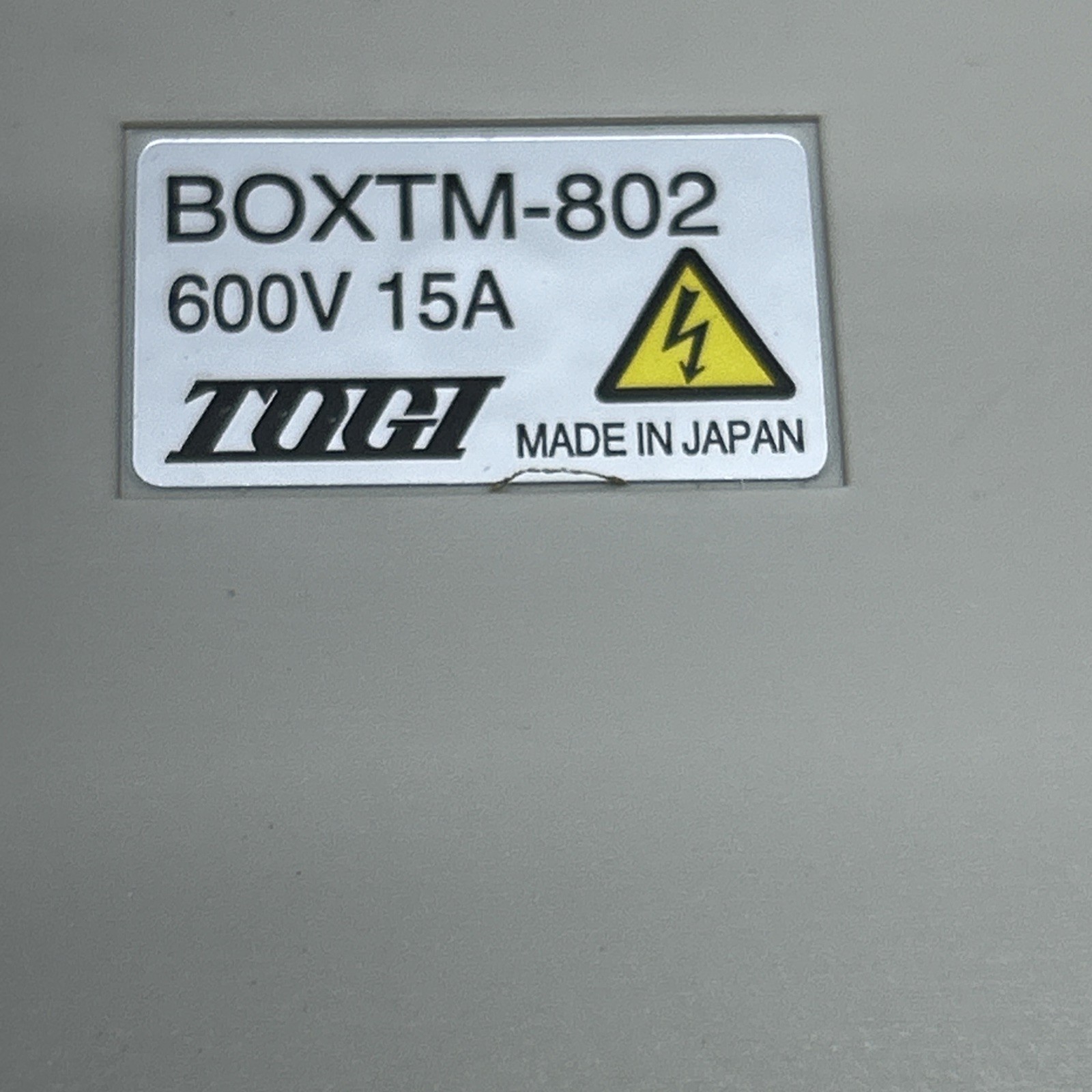 TOGI TOYOGIKEN BOXTM-802 600V 15A NIB FAST SHIPPING! + WARRANTY