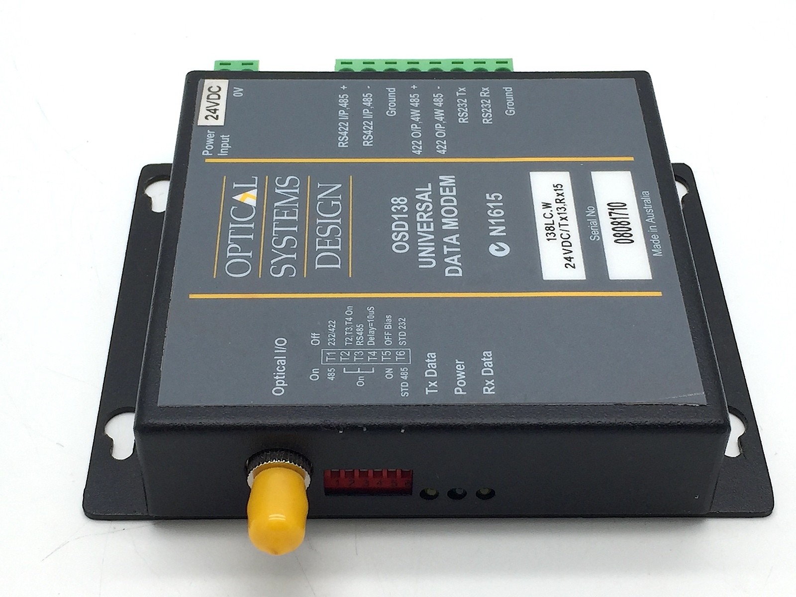 Optical Systems Design OSD138LC.W RS422 Data Modem 138LC.W/Tx13/Rx15 24VDC