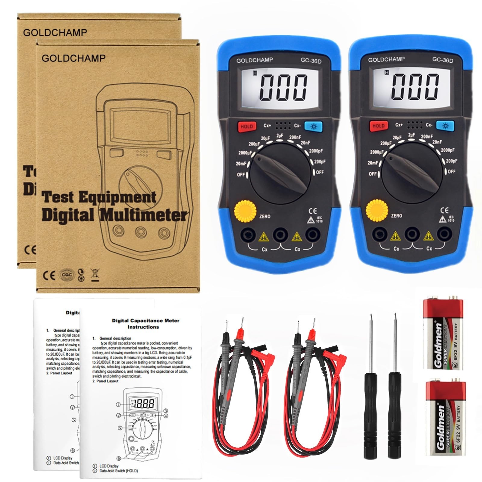 Capacitor Tester Digital Multimeter Capacitance Meter 200pF-20mF Capacitance …