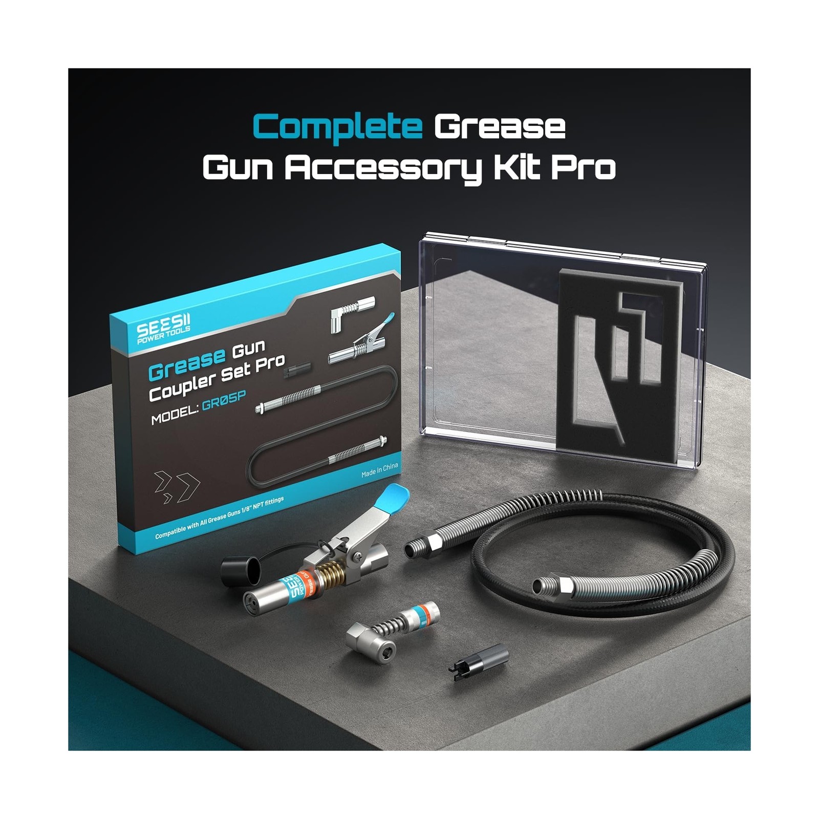 Seesii Grease Gun Accessory Kit Pro, 12000 PSI Quick-Release Co… FAST USA SHIP