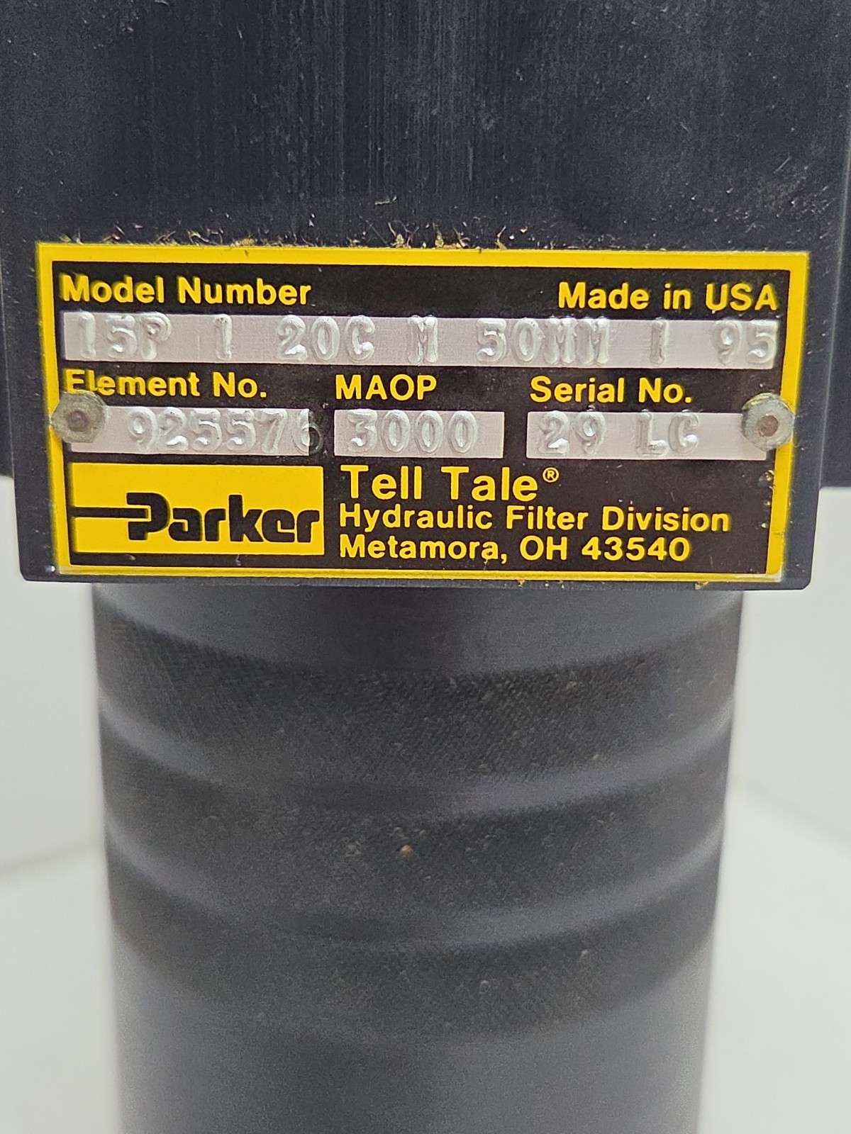 Parker 15P-1-20C-M-50MM-1-95 Hydraulic Filter Moap 3000 /925576 **NOS**NO BOX **