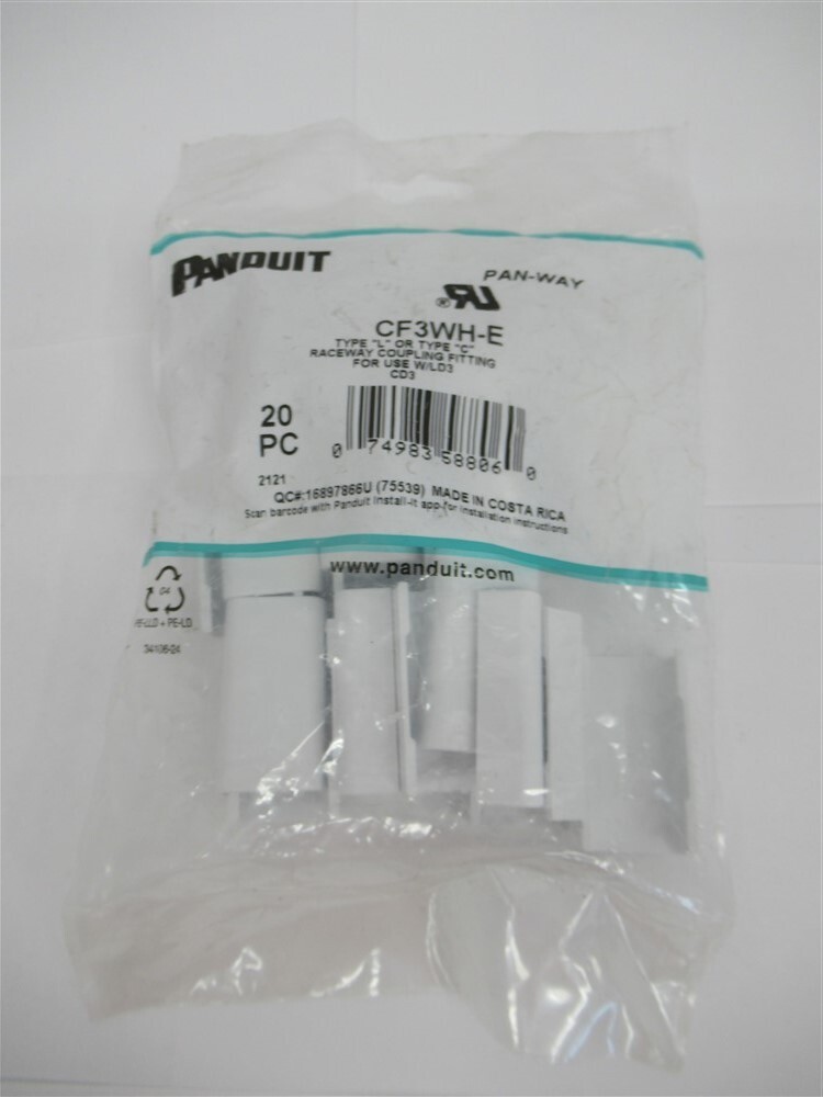 Panduit CF3WH-E, Raceway Coupling Fitting for use w/LD3, Type L or Type C, 20pc