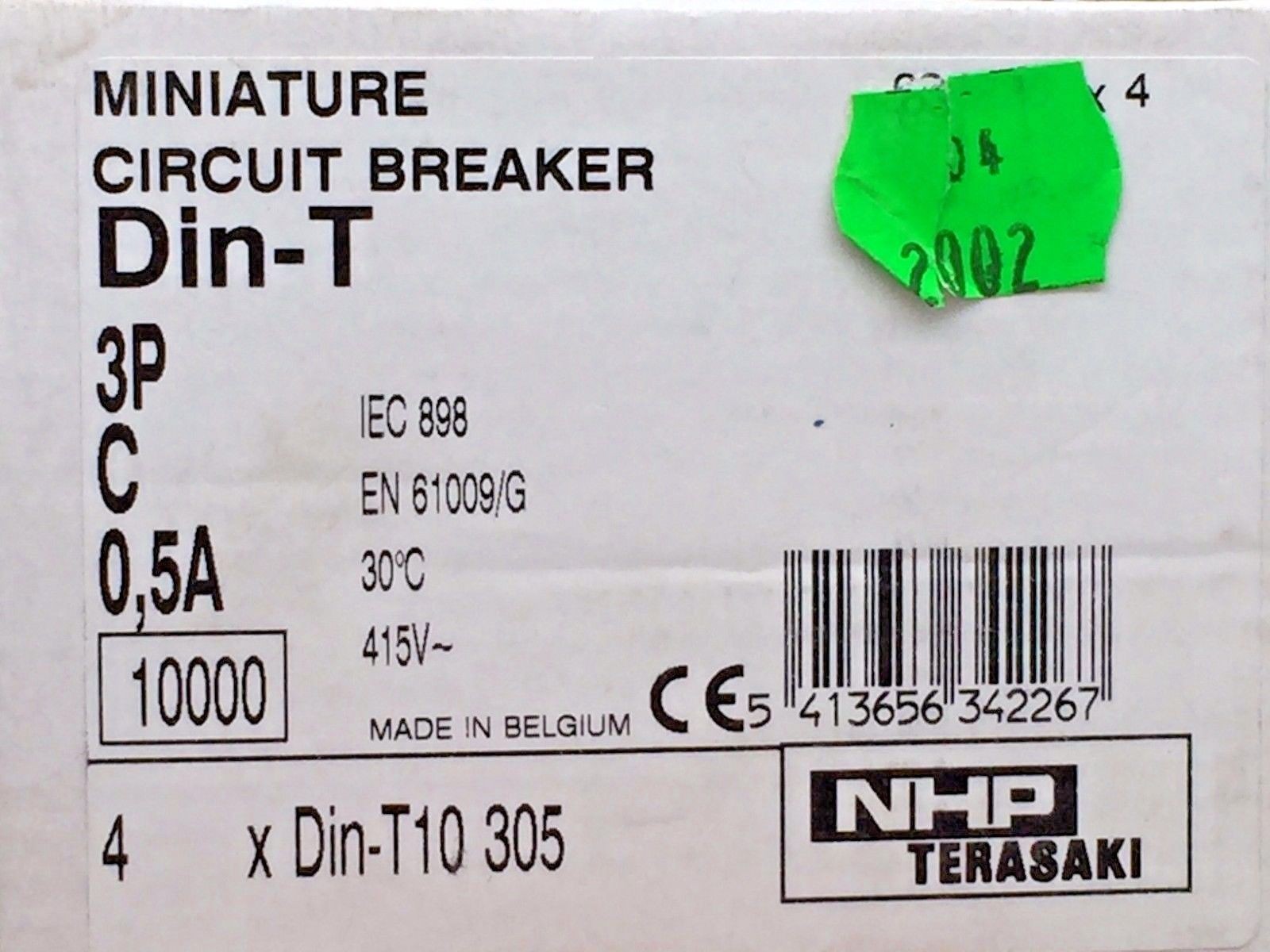 NHP Terasaki DTCB10305C MCB DIN-T10 3 Pole C Curve 0,5A 10Ka 415V 675852 x4