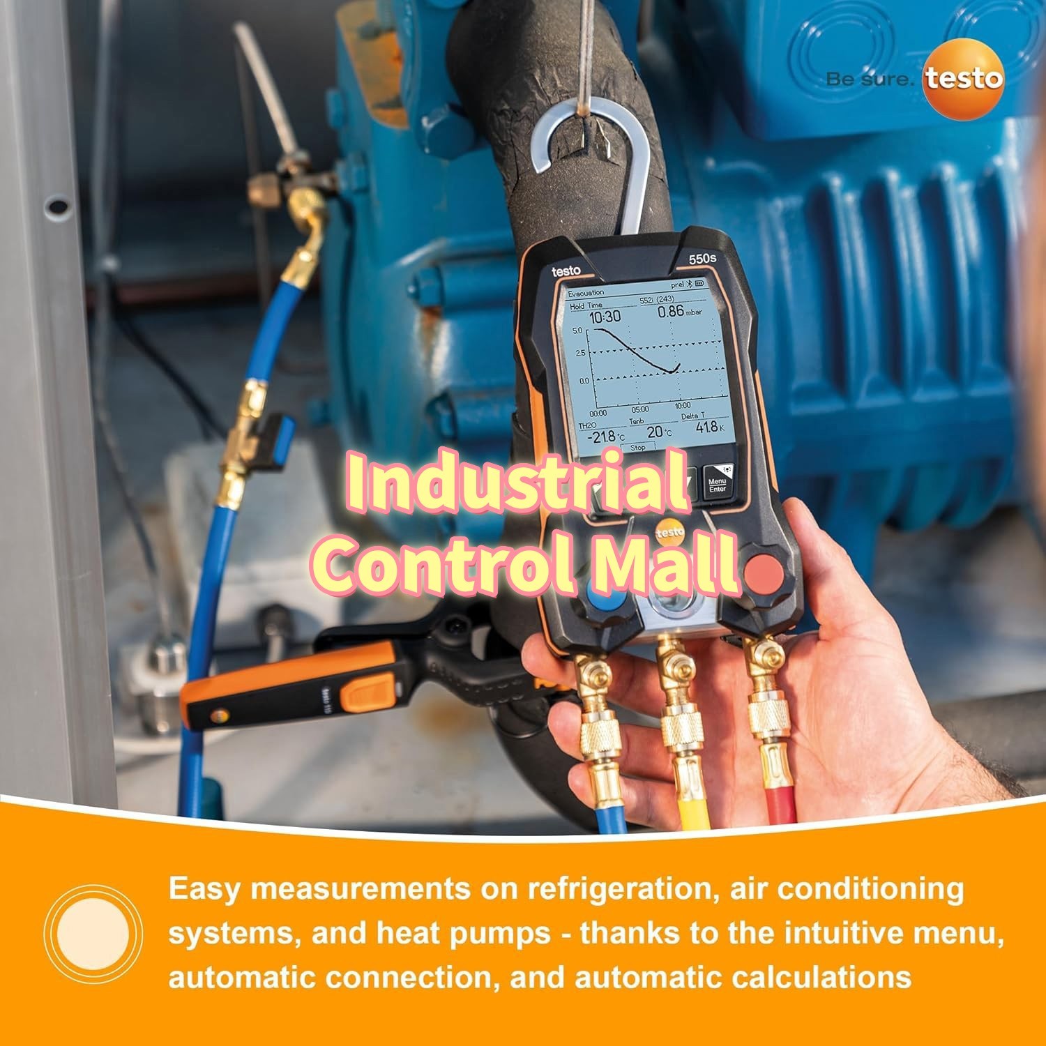 Testo 550s SMART KIT 2-Valve Digital Manifold/Wireless Temp Probe Free Shipping#
