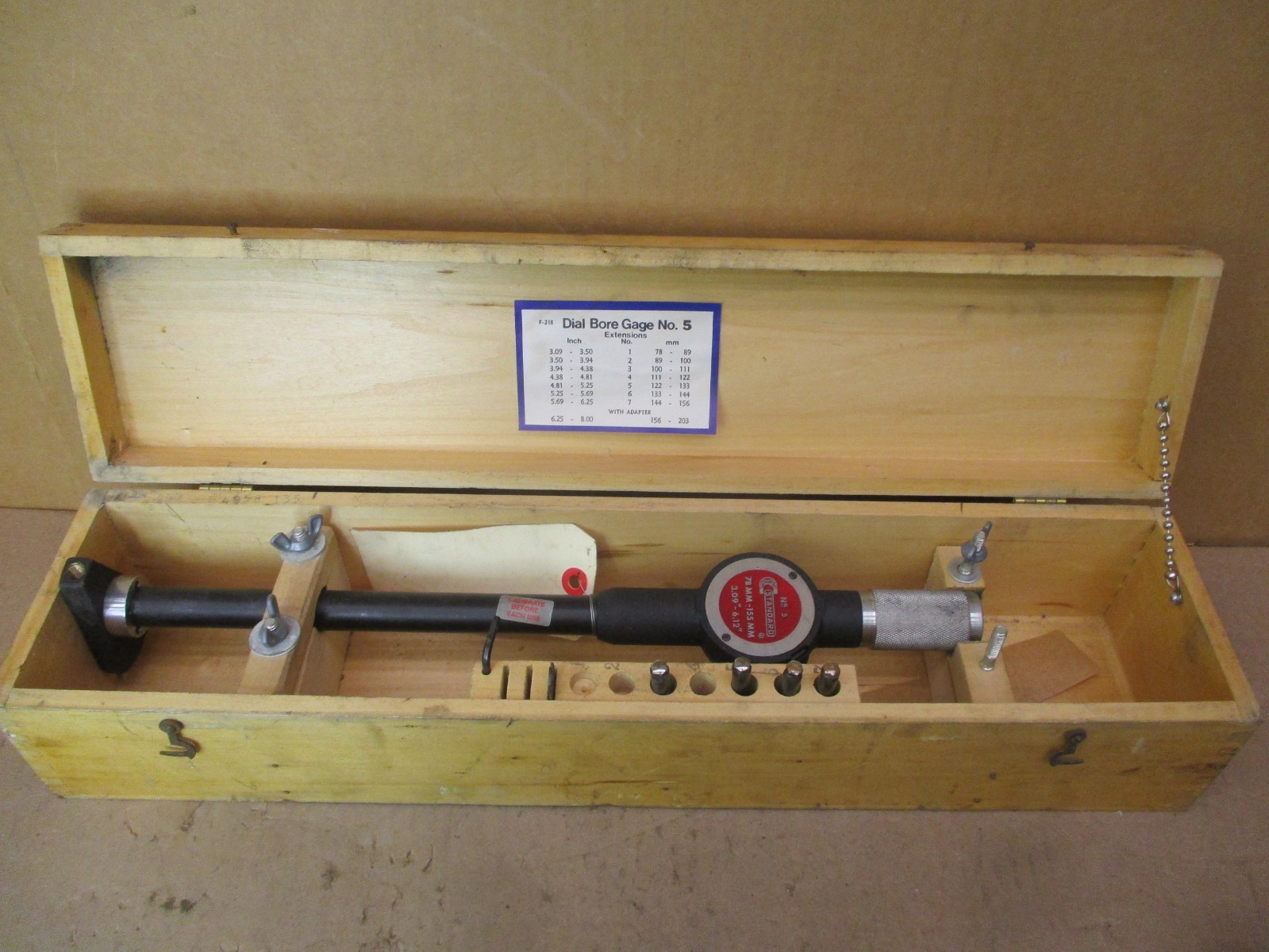 Standard Gage Company No 5 Dial Bore Gage 78MM-155MM 3.09″-6.12″ 53374LR