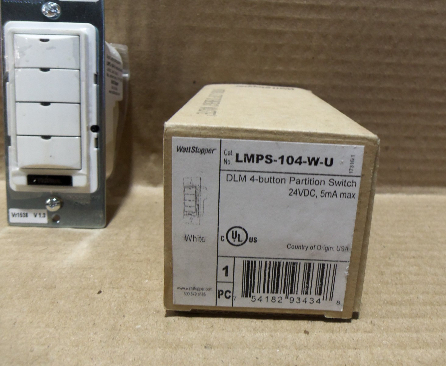 New Lutron LMPS-104-W-U DLM 4 Button Partition Switch 24Vdc 5mA Max