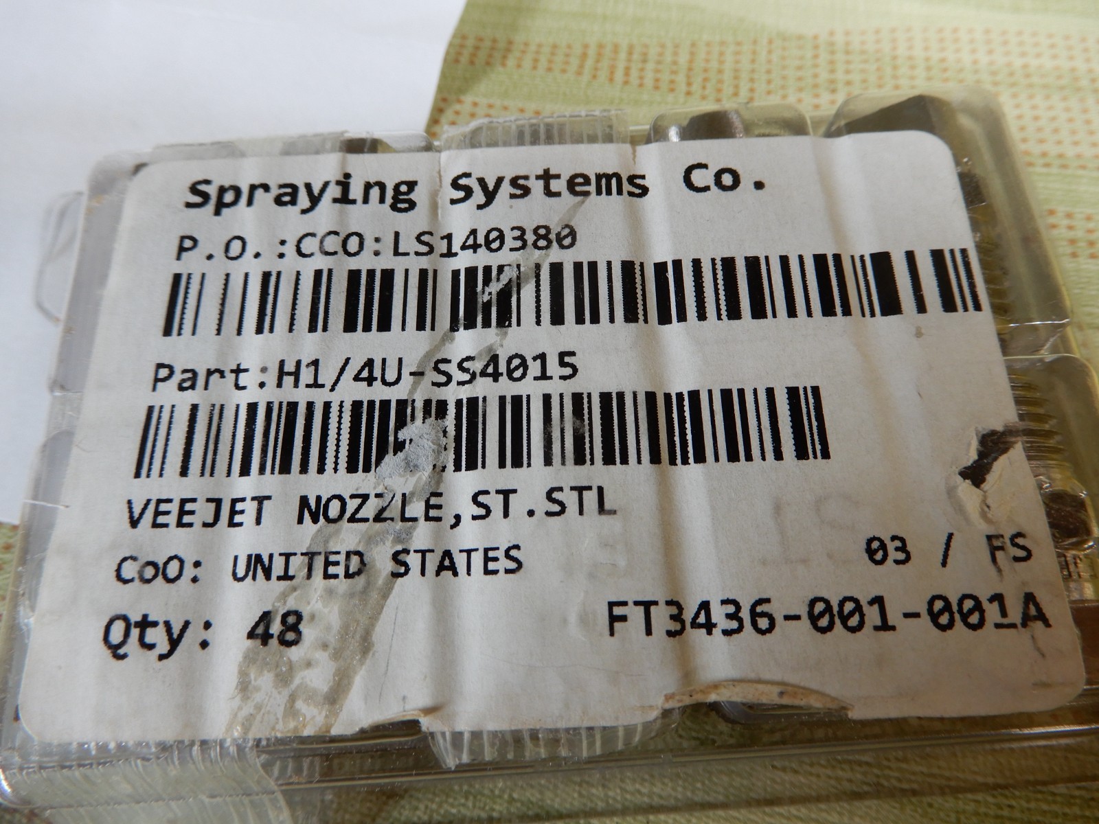 Spraying Systems Veejet Nozzles Qty 10 NOS Stainless Steel H1/4U-SS4015