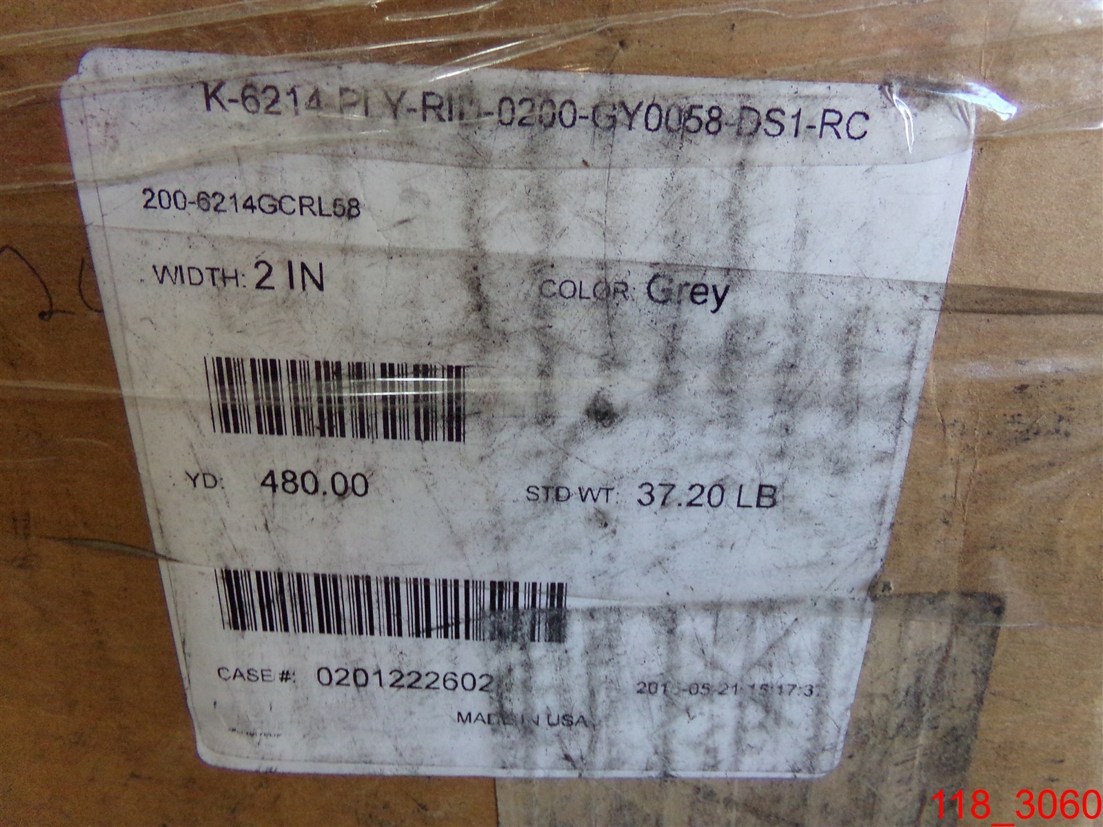 Qty=12: Gray, 2″ Straps K-6214-PLY-RID-0200-GY0058-DS1-RC 480yards