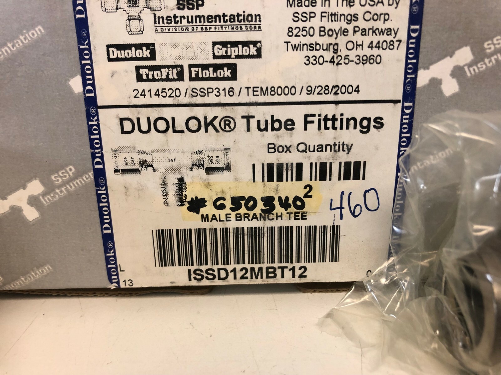 BOX OF 2 NEW! SSP INSTRUMENTATION 3/4″ TUBE X 3/4 MNPT MALE RUN TEES ISSD12MBT12