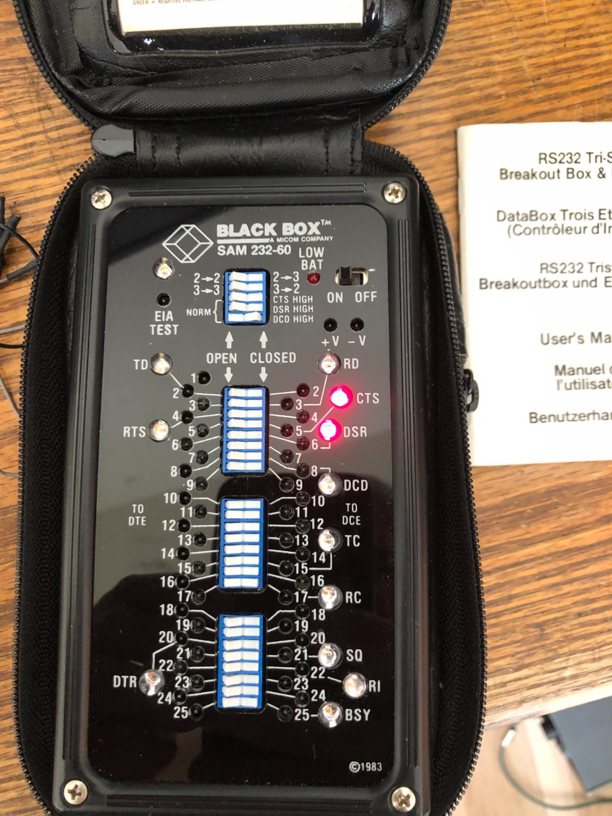 Working BLACK BOX SAM 232-60 BREAKOUT BOX RS232 I/O Tester.