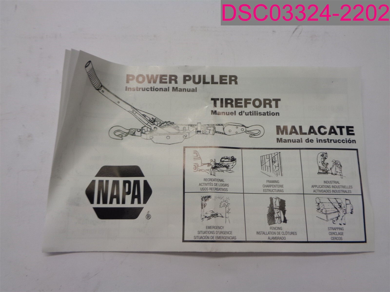 NAPA 2 Ton Power Puller 819-5128, 6′ Max Pull,