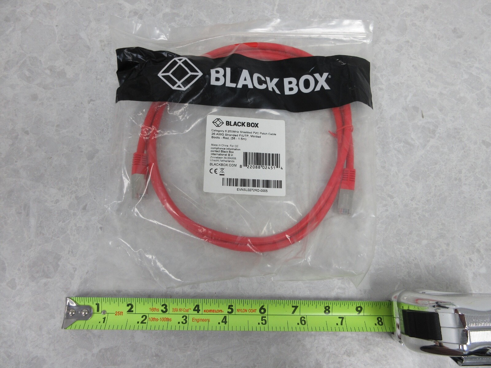 BLACKBOX CATEGORY 6 250MHZ SHIELDED PVC PATCH CABLE 26 AWG, 5FT, V0756