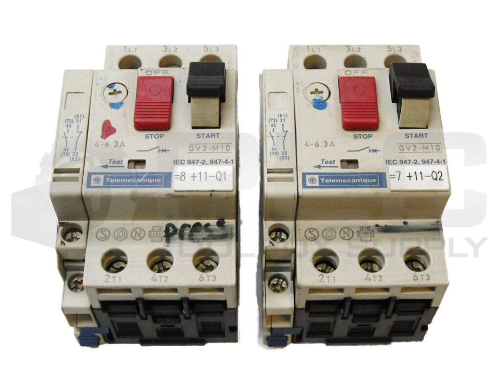 LOT OF 2 TELEMECANIQUE GV2-M10 CIRCUIT BREAKER W/ GV2-AN11 AUXILIARY CONTACT