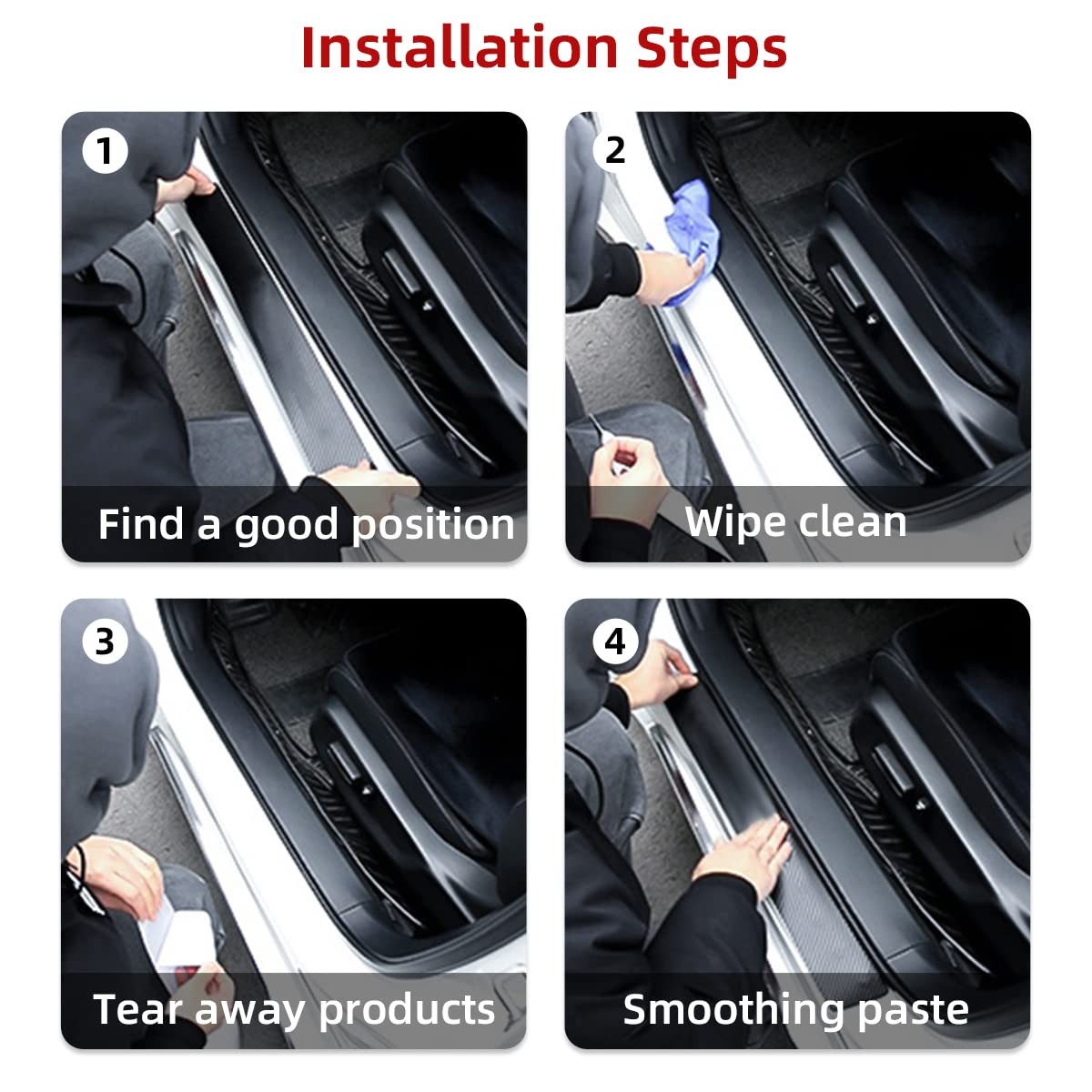Car Rear Bumper Protector Guard, Anti-Scratch Carbon Fiber Trunk Door Sill Pr…