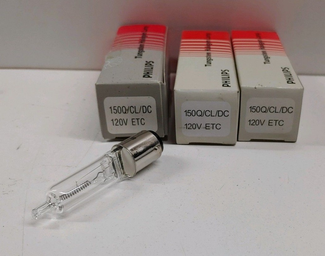 LOT OF 3 NEW OLD STOCK! PHILIPS 120V 150W HALOGEN LAMPS 150Q/CL/DC-120-ETC