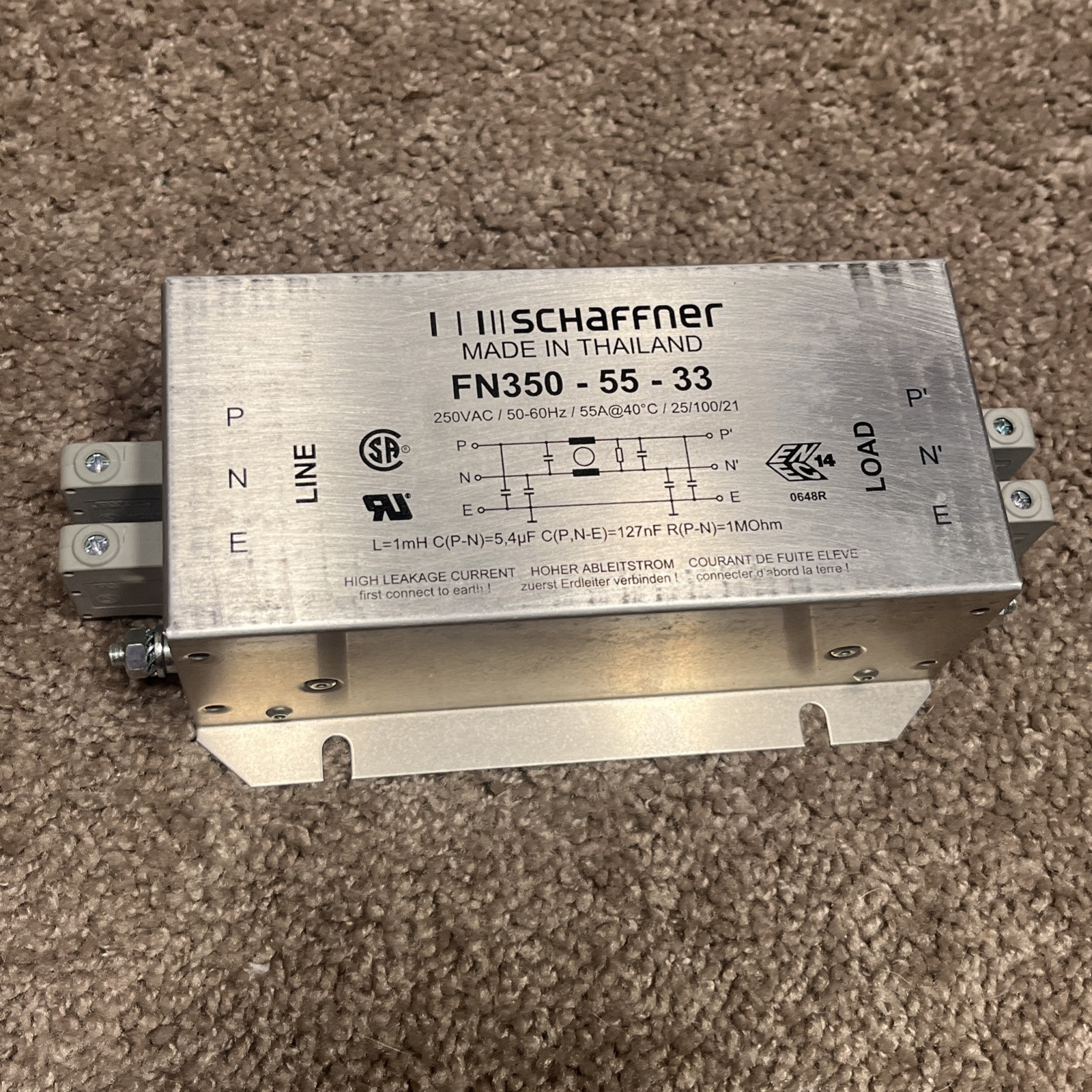 Schaffner FN350-50-33 Power Line Filter 50A EMI RFI Filter FN3505033