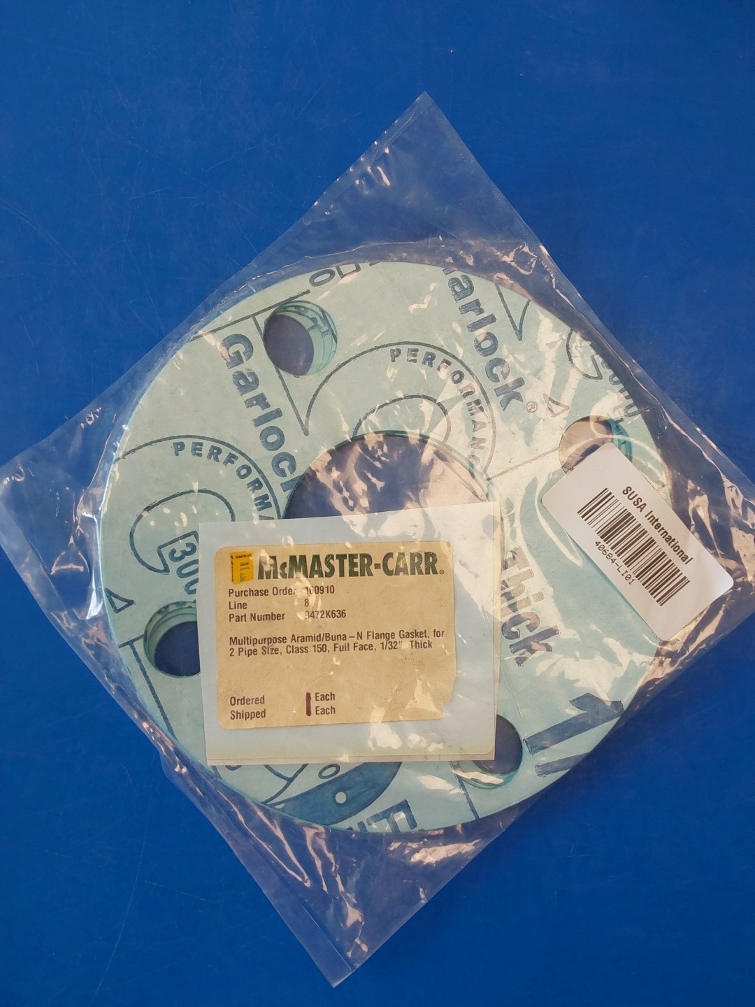 Lot Of 4 Full FaceFlange Gasket Class 150 Aramid/Buna-N For 2″ Pipe Green 1/32″