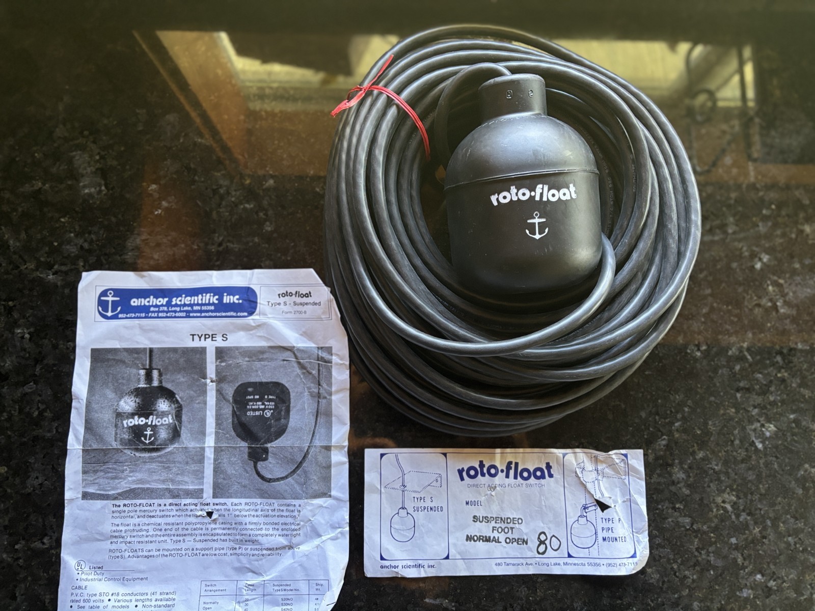 Anchor Scientific P80NO Float Switch 80′