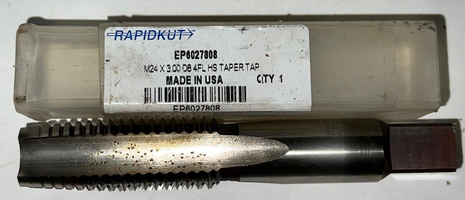 RAPIDKUT HS TAPER HAND TAP EP6027808 4 FLUTE METRIC M24 X 3 4-29/32″ OAL