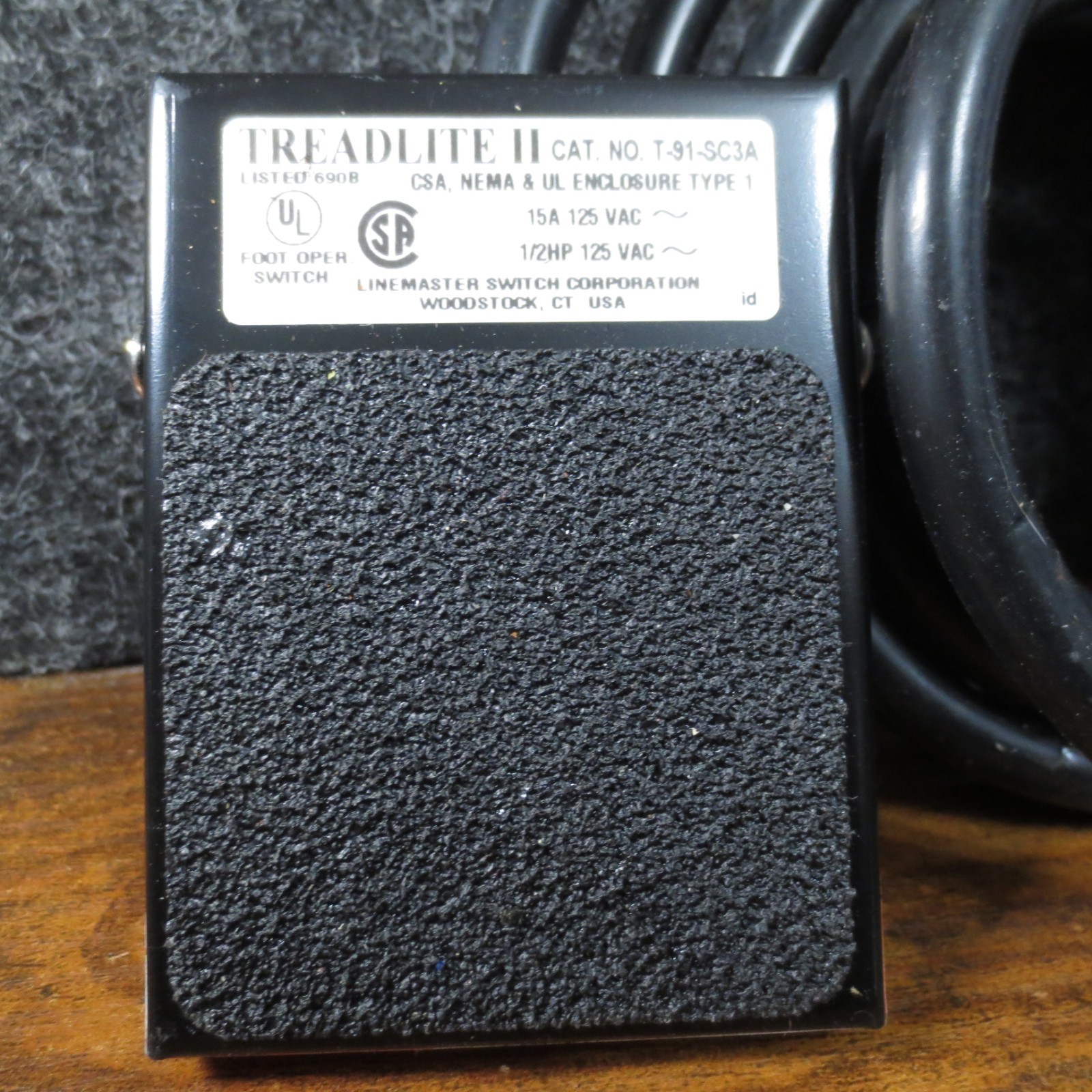 Treadlite II T-91-SC3A LineMaster Foot Switch Push Pedal 1/2HP 125VAC 15A USA