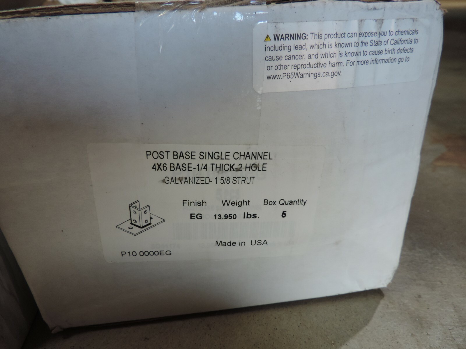 Post Base Single Channel 4×6 base-1/4 inch thick 2 hole P10 0000EG