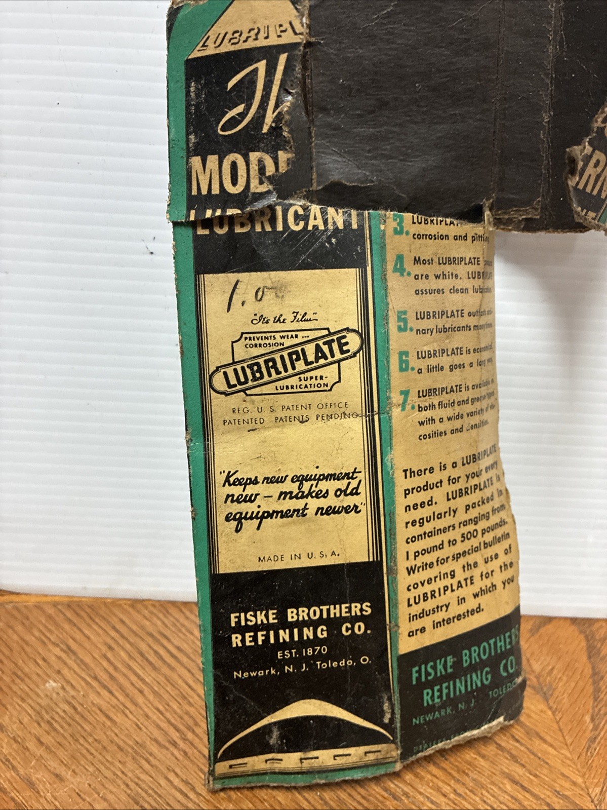 Vintage Lubriplate “The Modern Lubricant” Tube No.310 Fisk Brother in Box