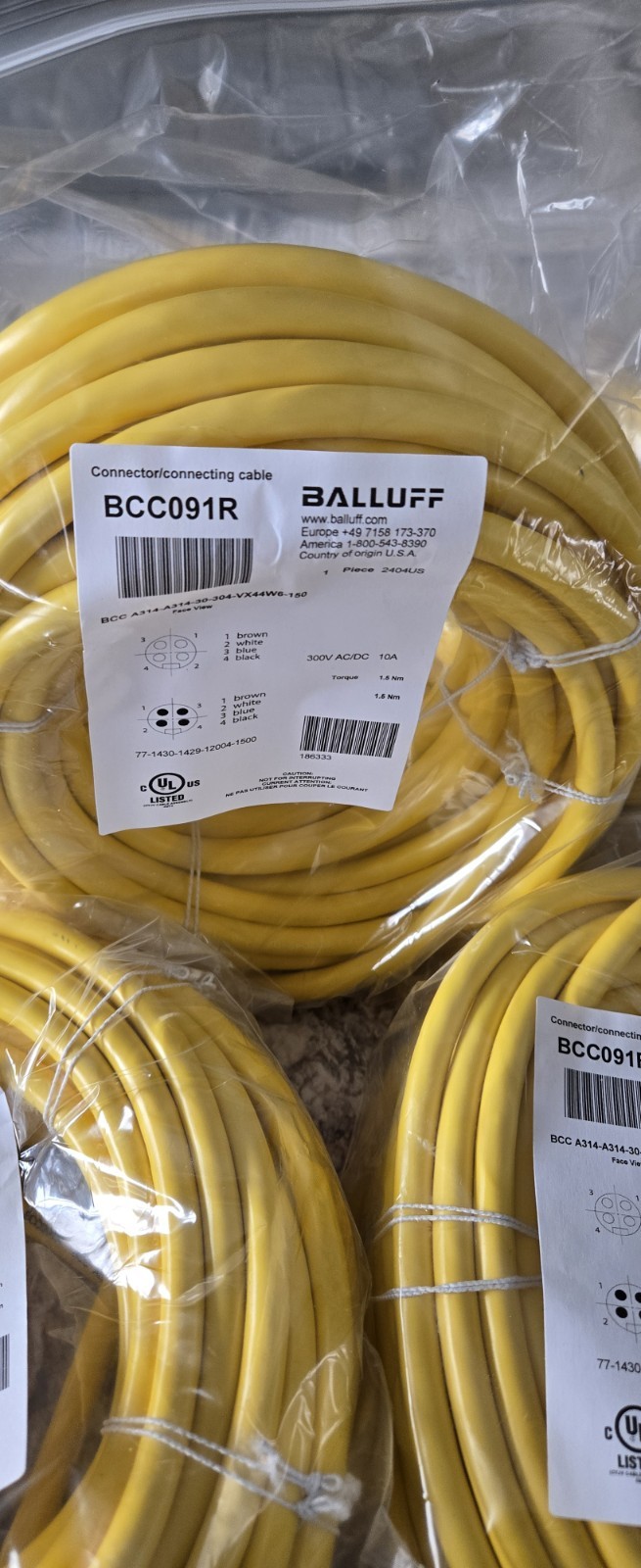 BALLUFF BCC091R A314-A314-30-304-VX44W6-150 BRAND NEW HEAVY 300V ACDC 10A