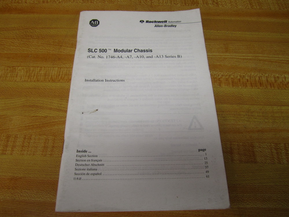 Allen Bradley 40072-042-01 SLC 500 Installation Instructions 40072-042-01 (A)