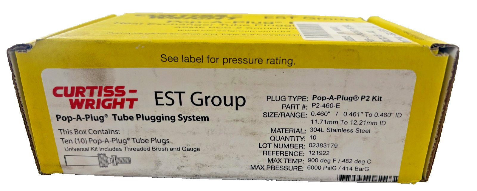 Curtiss-Wright Pop-A-Plug P2 Kit P2-460-E Tube Plugging System (Box of 10)
