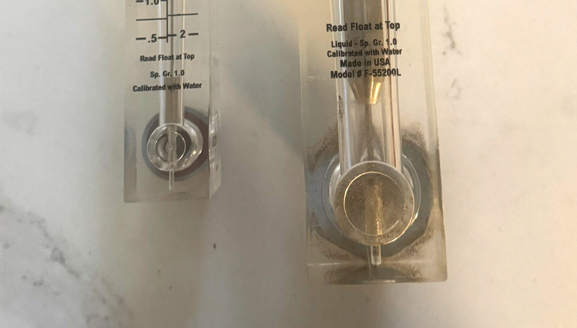 2) Blue White Flow Meter F-550 F-500 F-55200L GPM LPM Water Rotameter Industrial