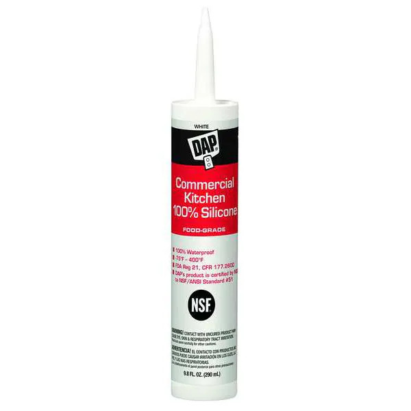 Dap Silicone Sealant, 10 oz, Cartridge, White, Silicone Base, Commercial Kitchen
