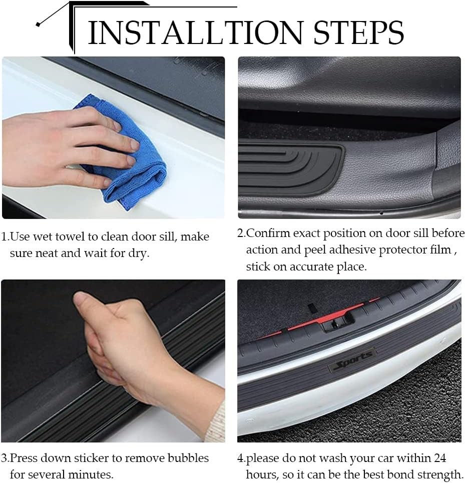 Car Rear Bumper Protector Guard, 35.4 * 2.76 Inch Universal Rubber Scratch-Resis