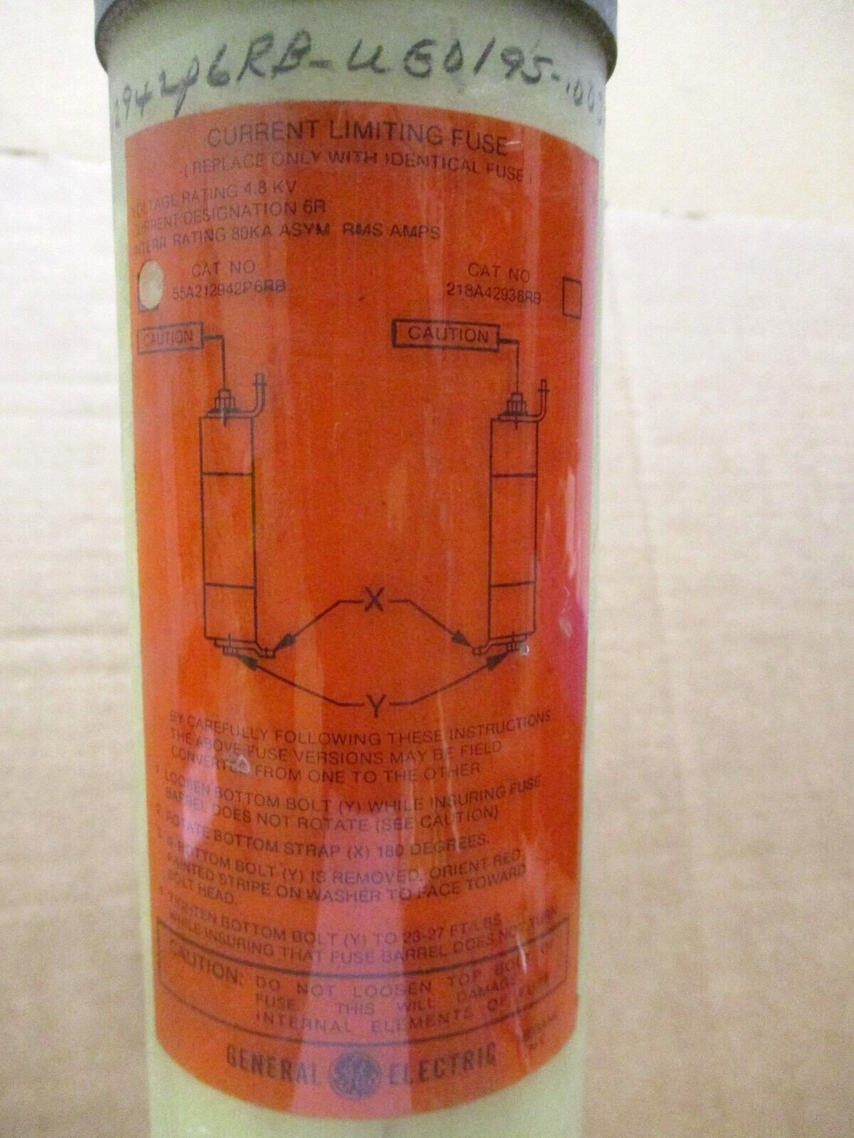 GE FUSE F/4160 kV SW GEAR Current Limiting Fuse 4.8kV Voltage Rating 49663HI
