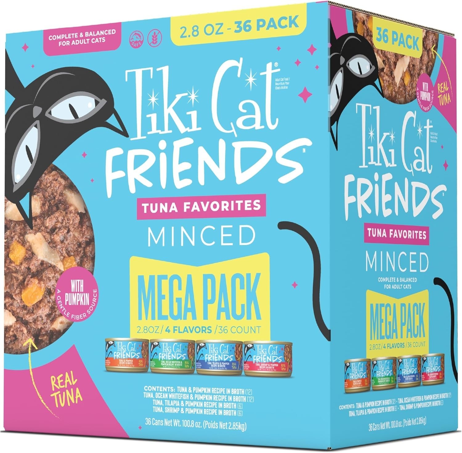 Tiki Cat Friends Tuna Favorites Wet Cat Food Variety Pack, 2.8 oz., Count of 36